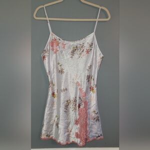 Victoria's Secret White Satin Gown with Pink Floral Lace